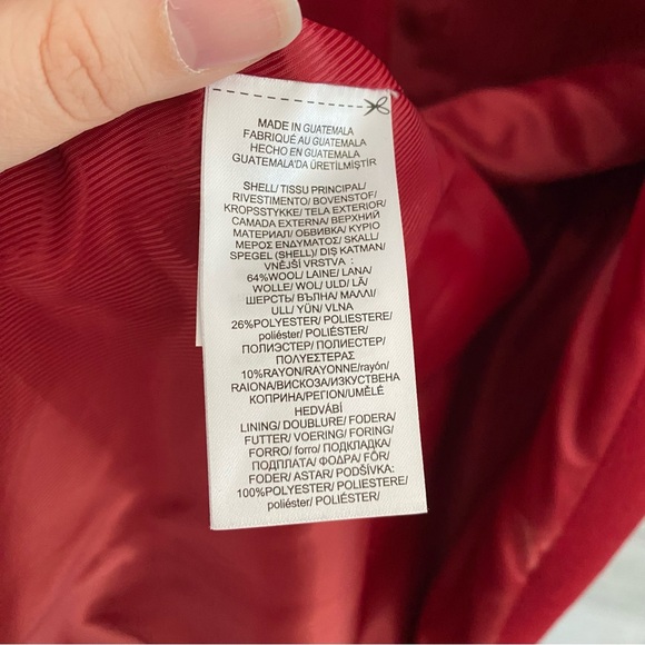 Lauren Ralph Lauren Single Breasted Walker Coat Wool 14 Red - Picture 8 of 14